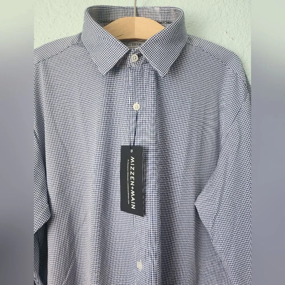 Mizzen+Main Navy Micro-Check Dress Shirt
